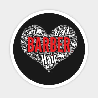 Barber Heart Shape Word Cloud Design Haircutter print Magnet